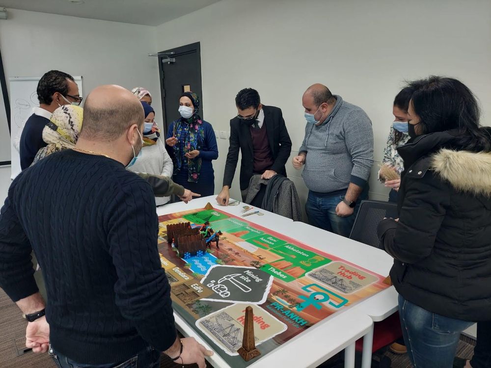 Participants examining the Granite Quest map